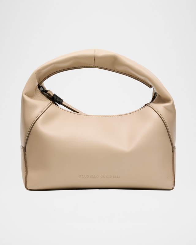 Zip Leather Top-Handle Bag
